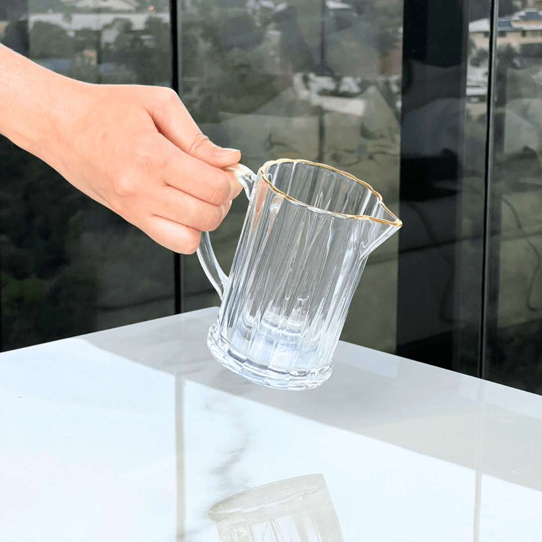 Leiteira Radial em Cristal com Fio de Ouro 290ml