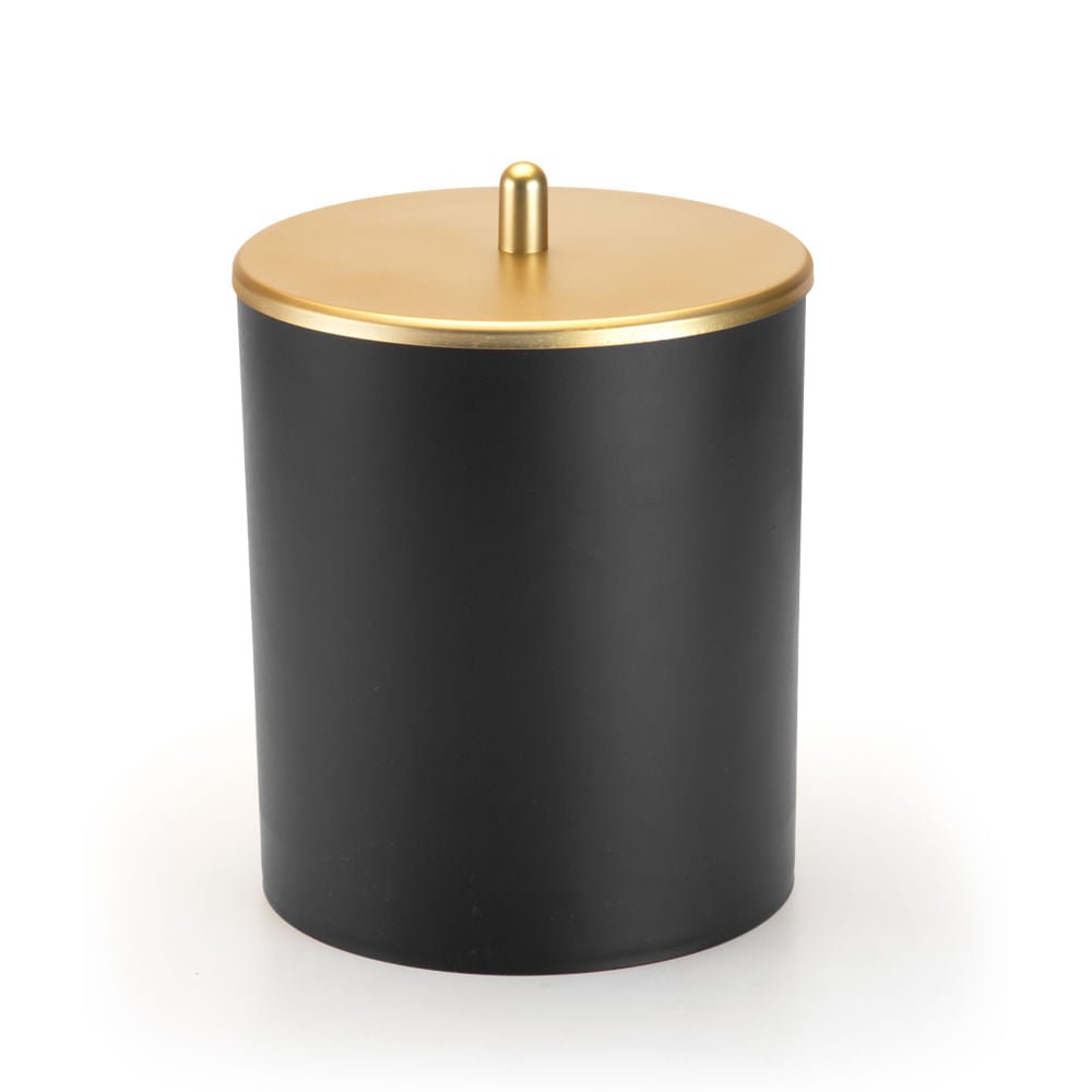 Lixeira Com Tampa 5 Litros Preto Com Dourado Fosco
