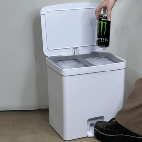 Lixeira de Pedal Trium Duplo Compartimento Branco 20 Litros