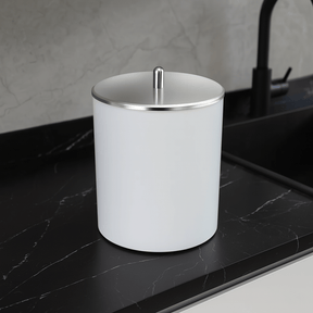 Lixeira Branca 5 Litros Com Tampa Inox