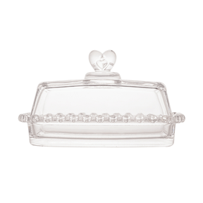 Manteigueira de Cristal de Chumbo Tampa Coração 17cm