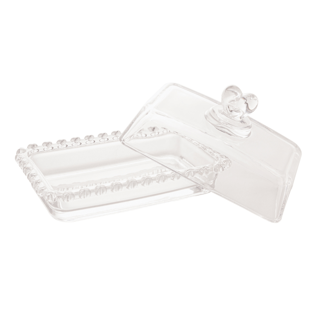 Manteigueira de Cristal de Chumbo Tampa Coração 17cm