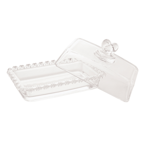 Manteigueira de Cristal de Chumbo Tampa Coração 17cm