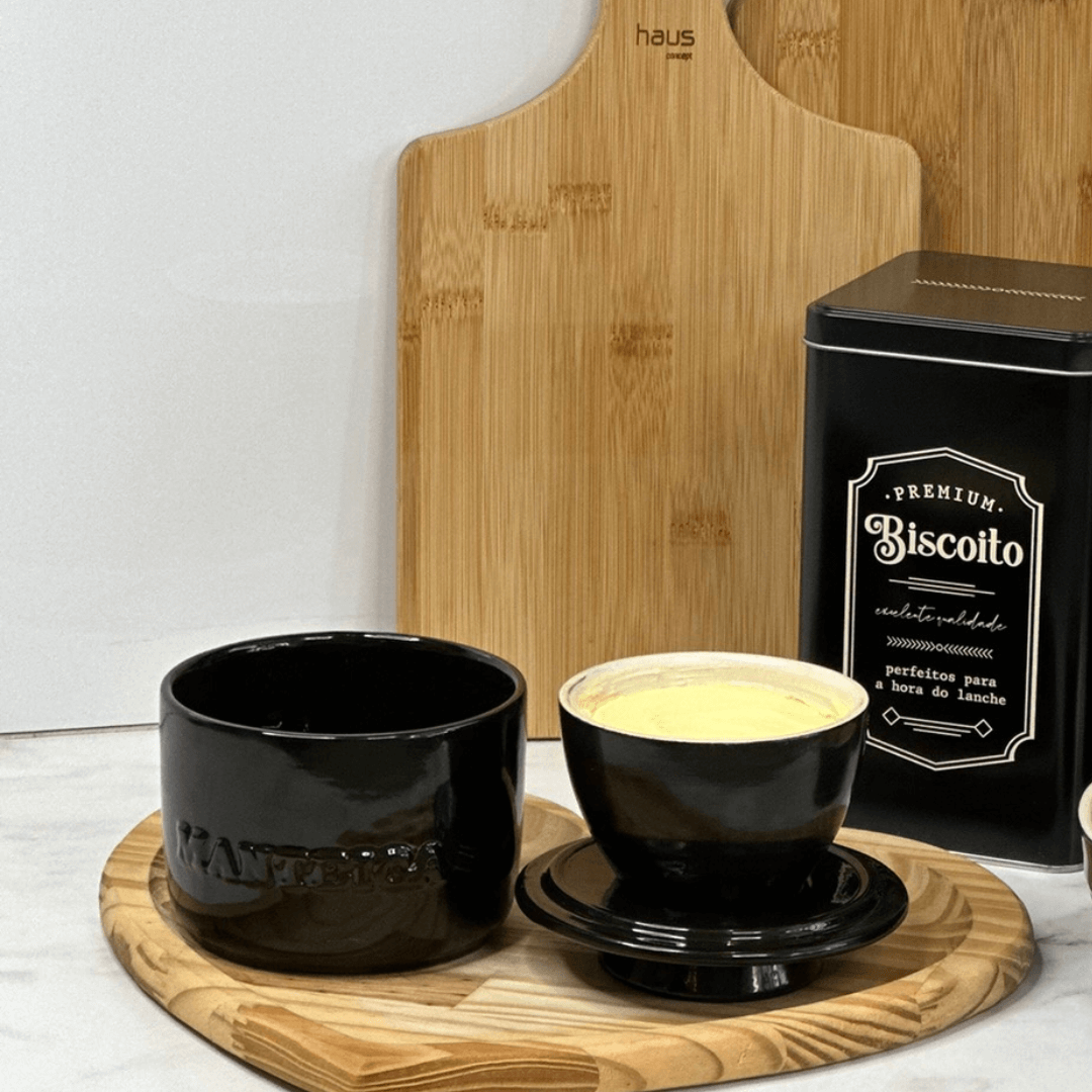 Manteigueira Francesa em Cerâmica Preta 250g