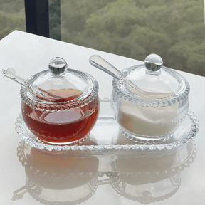 Açucareiro Cristal com Colher Bolinha Pearl - 10 cm