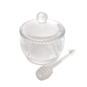 Meleira de Cristal Chumbo com Colher Abelha Bolinha Pearl 10cm