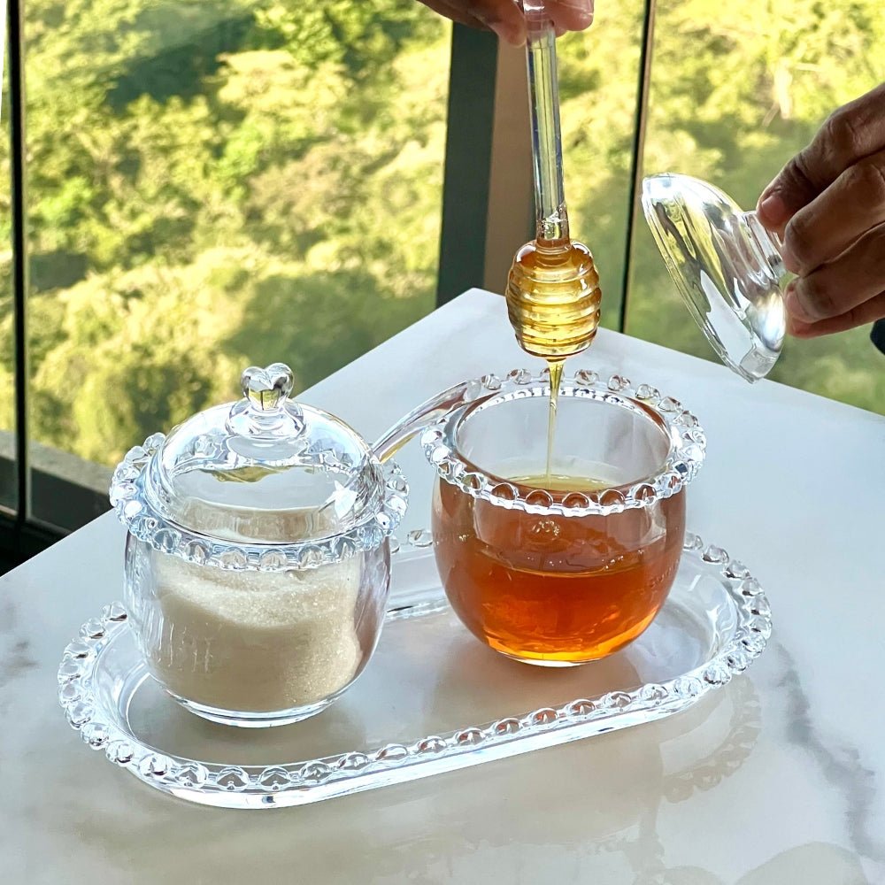 Meleira de Cristal Chumbo com Pegador e Detalhes em Formato de Coração