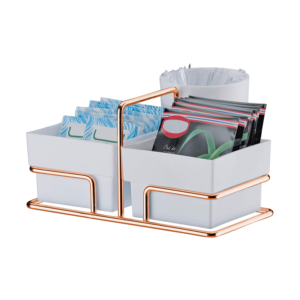 Organizador para Sachês de Açúcar/Adoçante e Mexedor Rose Gold