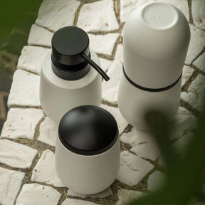 Porta Algodão e Cotonete Belly Soft Branco e Preto 12cm