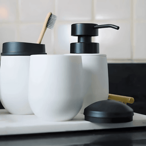 Porta Algodão e Cotonete Belly Soft Branco e Preto 12cm