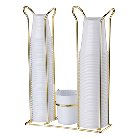 Porta Copos Descartáveis 200ml-50/80ml Com Porta Mexedor Dourado