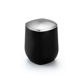 Porta Cotonete E Algodão Preto Com Cromado - 8,5 x 12,5 cm