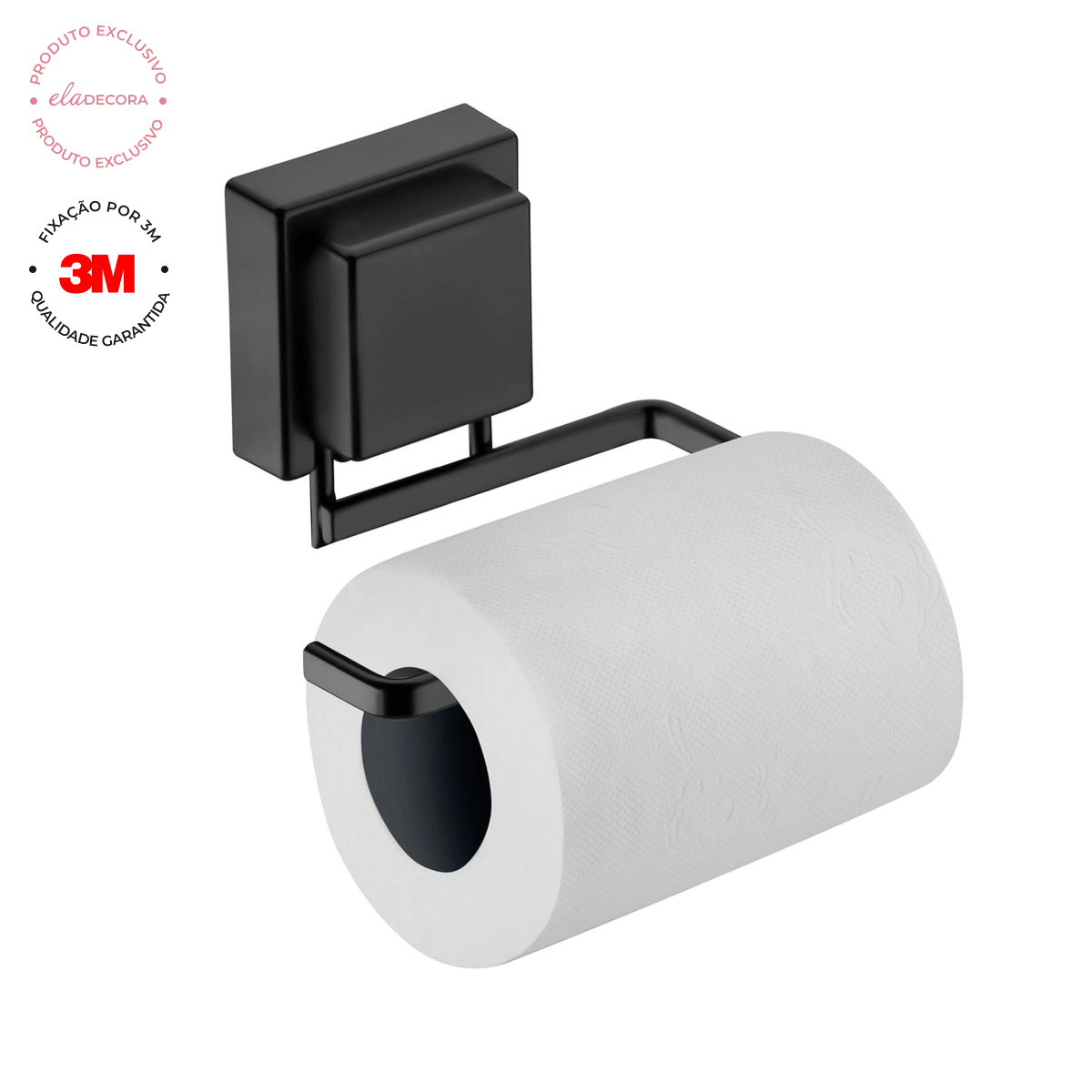 Porta Papel Higiênico Fixação 3M Preto Fosco