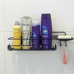 Porta Shampoo Com Saboneteira Dupla Face 3M Preto