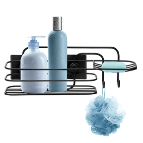 Porta Shampoo Com Saboneteira Dupla Face 3M Preto