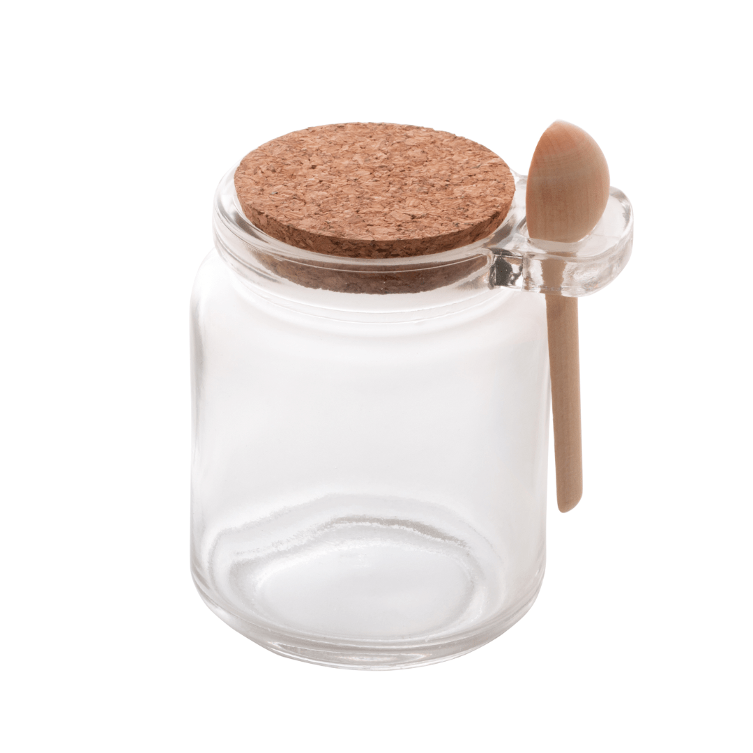 Porta Tempero de Vidro com Colher de Bambu 240ml