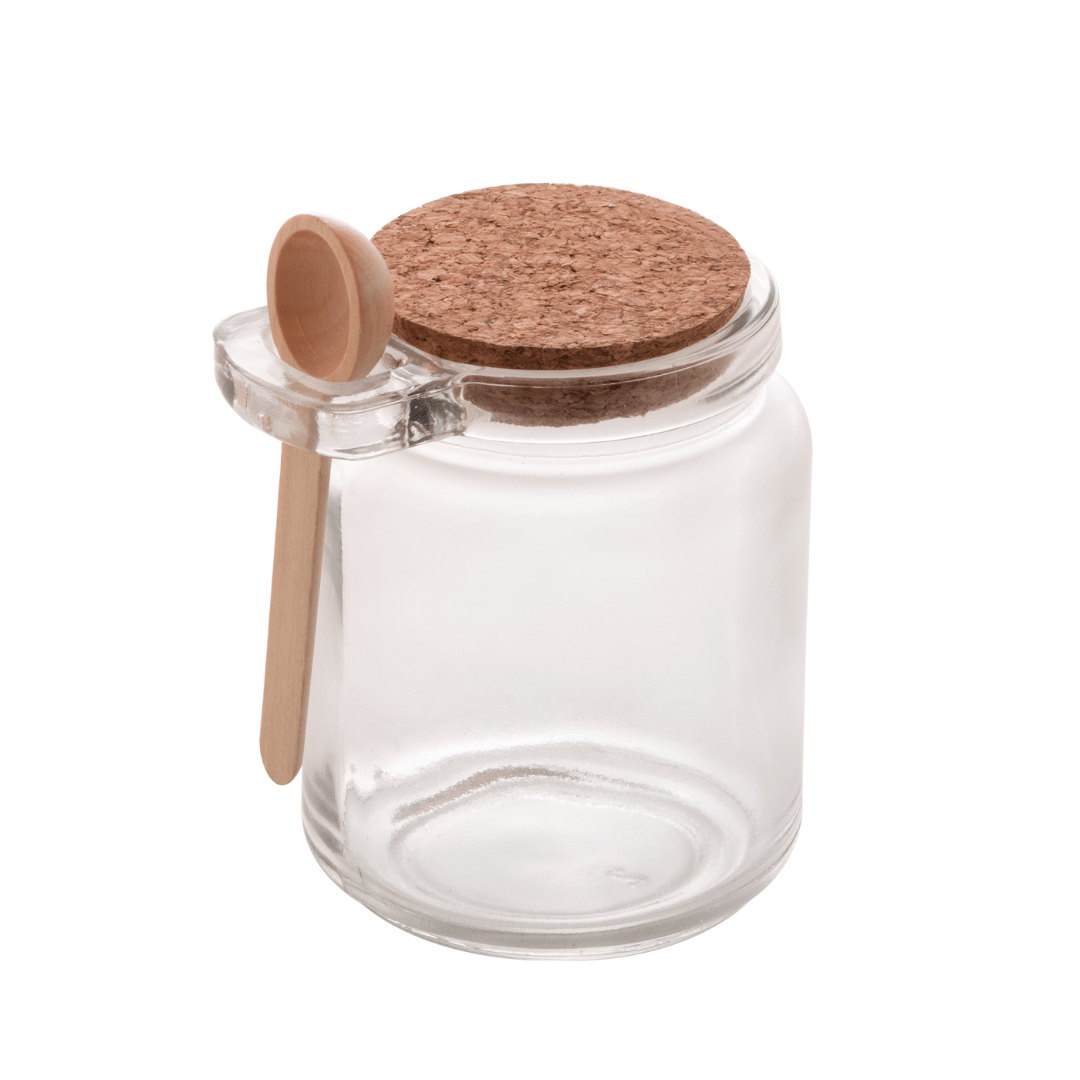 Porta Tempero de Vidro com Colher de Bambu 240ml