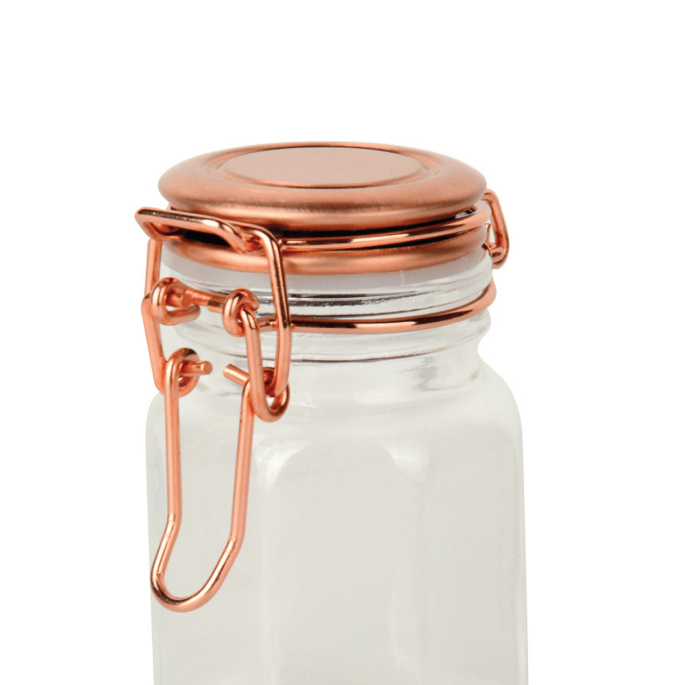 Porta Tempero Hermético de Vidro e Metal Rose Gold - 8 cm