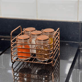 Porta Tempero Hermético de Vidro e Metal Rose Gold - 8 cm