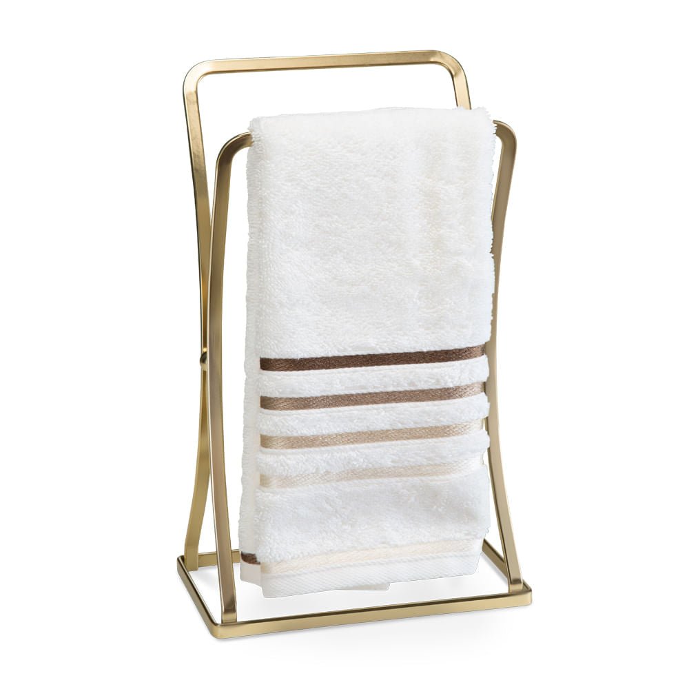 Porta Toalha de Rosto e Mãos de Bancada Dourado Fosco 31cm