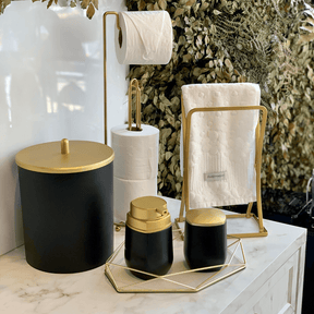 Porta Toalha de Rosto e Mãos de Bancada Dourado Fosco 31cm