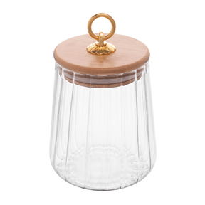 Pote de Vidro Classic com Tampa de Bambu 650ml