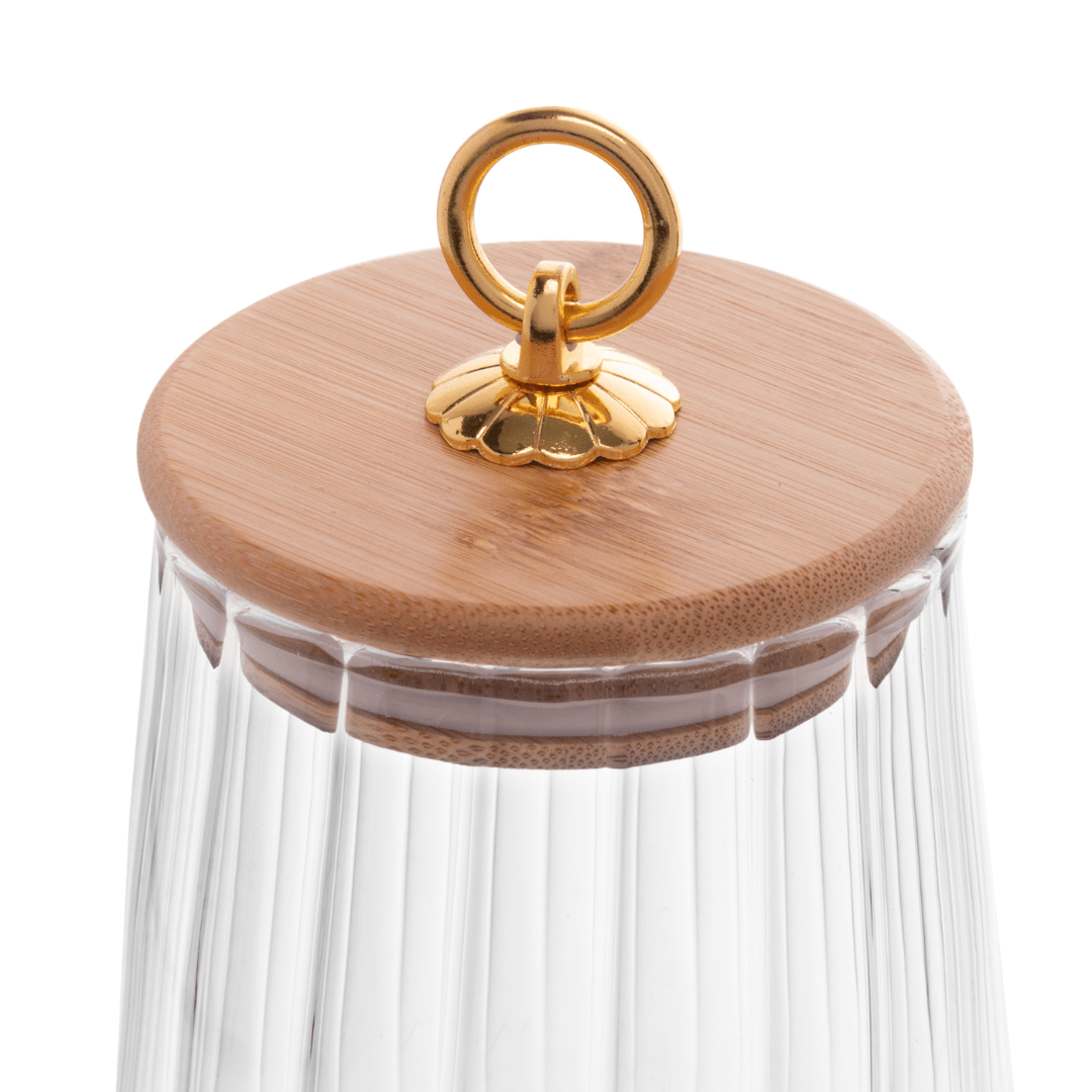Pote de Vidro Classic com Tampa de Bambu 650ml