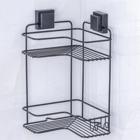 Prateleira de Canto Dupla com Ventosa Preta