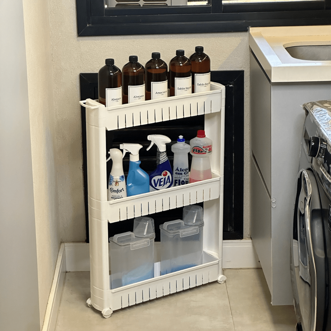 Prateleira de Carrinho Organizador Prateleira Multiuso com Rodinhas Branca