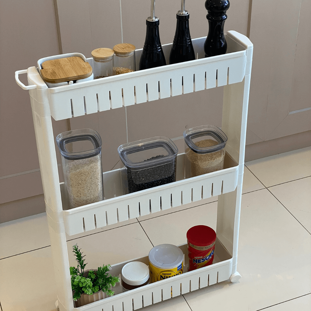 Prateleira de Carrinho Organizador Prateleira Multiuso com Rodinhas Branca