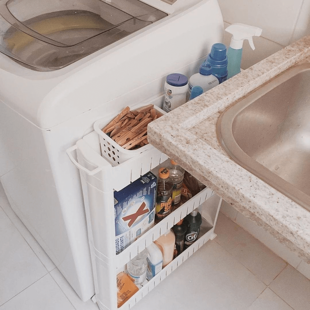 Prateleira de Carrinho Organizador Prateleira Multiuso com Rodinhas Branca