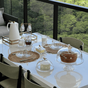 Queijeira com Tampa de Cristal Golden Bird 20cm