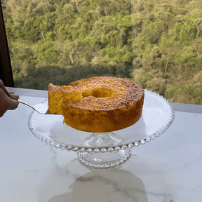 Prato Para Bolo Cristal Com Pé Pearl Bolinha - 31 cm