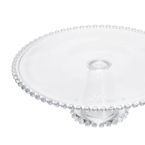 Prato Para Bolo Cristal Com Pé Pearl Bolinha - 31 cm