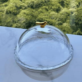 Queijeira com Tampa de Cristal Golden Bird 20cm