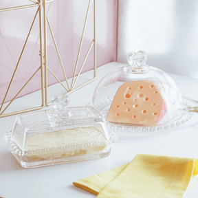 Queijeira de Cristal de Chumbo Tampa Coração 19,5 cm