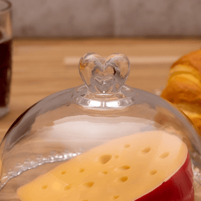 Queijeira de Cristal de Chumbo Tampa Coração 19,5 cm