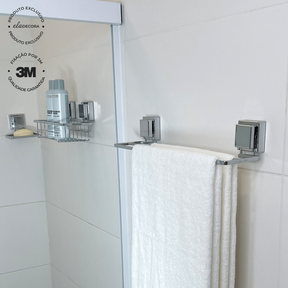 Toalheiro Duplo Fixação 3M 45cm Cromado