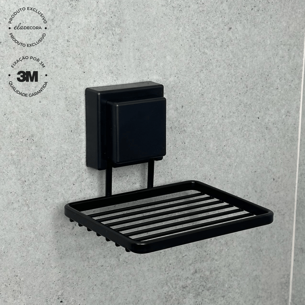 Saboneteira com Fixação 3M Preto Fosco