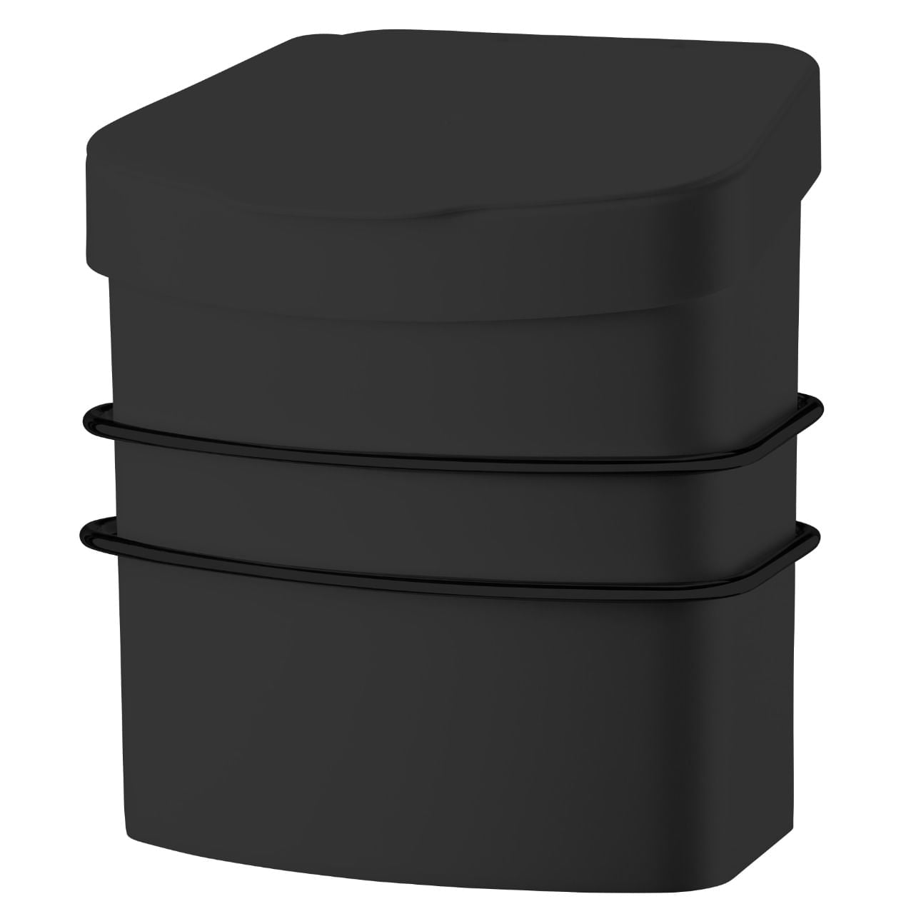 Suporte Com Lixeira De Fixacao Ventosa Preto Fosco 2,5 Litros