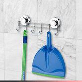 Suporte Multiuso 6 Ganchos com Fixação Por Ventosas Cromado