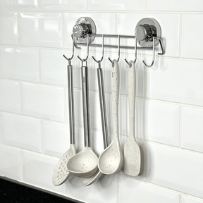 Suporte Multiuso 6 Ganchos com Fixação Por Ventosas Cromado