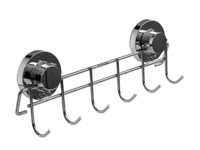 Suporte Multiuso 6 Ganchos com Fixação Por Ventosas Cromado