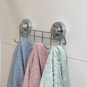 Suporte Multiuso 6 Ganchos com Fixação Por Ventosas Cromado