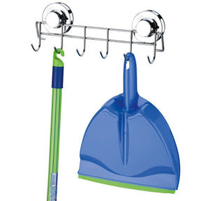 Suporte Multiuso 6 Ganchos com Fixação Por Ventosas Cromado