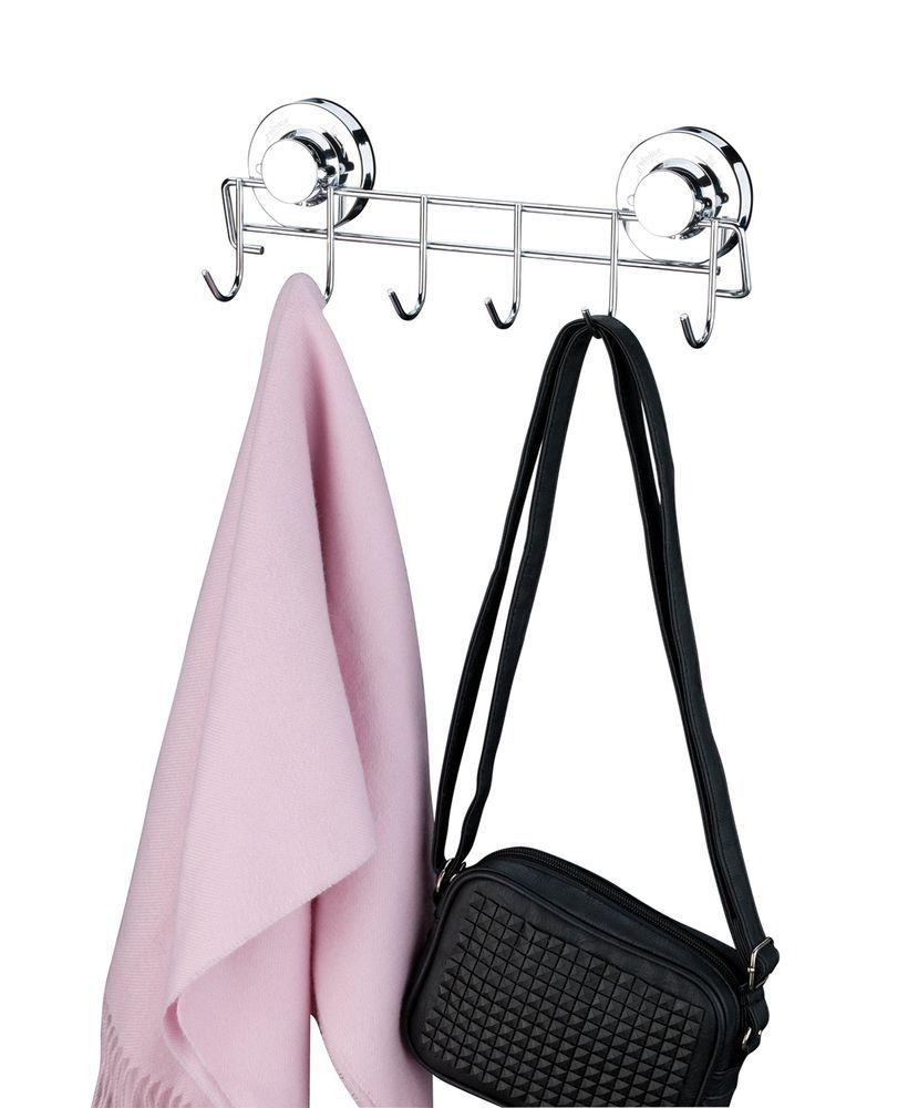 Suporte Multiuso 6 Ganchos com Fixação Por Ventosas Cromado