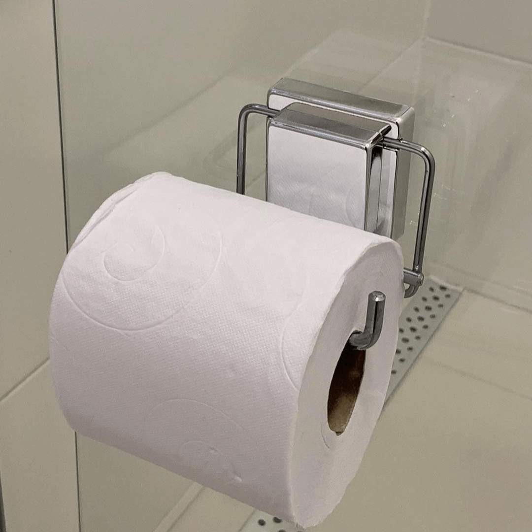 Suporte Para Rolo Papel Higiênico Com Ventosa Fixa Cromado