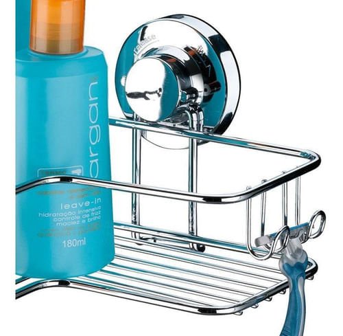 Suporte para Shampoo Cantoneira com Ventosa Cromado