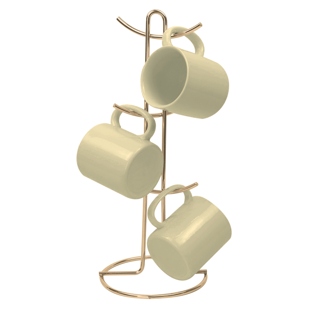 Suporte para Xícaras e Canecas em Aço Dourado 15,2cm
