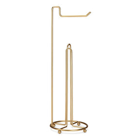 Suporte Porta Papel Higienico de Chão Triplo Dourado Fosco